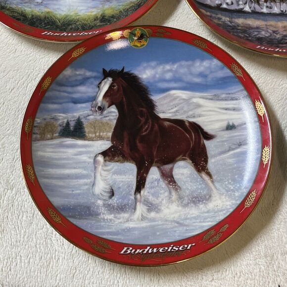 Lot of 7 Budweiser Clydesdales Collector Plates 1998 1999 2000 Winter Beach Farm - Picture 2 of 12